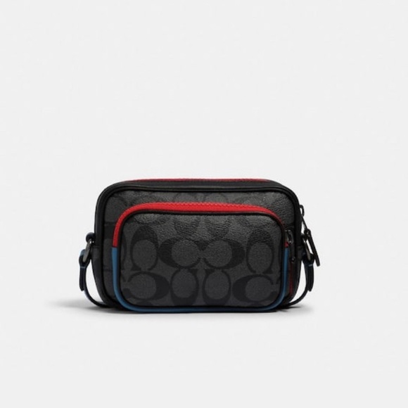 Mini Edge Double Pouch Crossbody In Colorblock Signature Canvas With Coach Patch - Picture 3 of 8